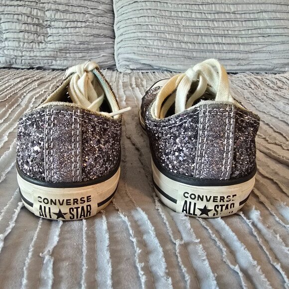Dark Silver Glitter converse Chuck Taylor All Star Low Tops  7 1/2 - Picture 3 of 13